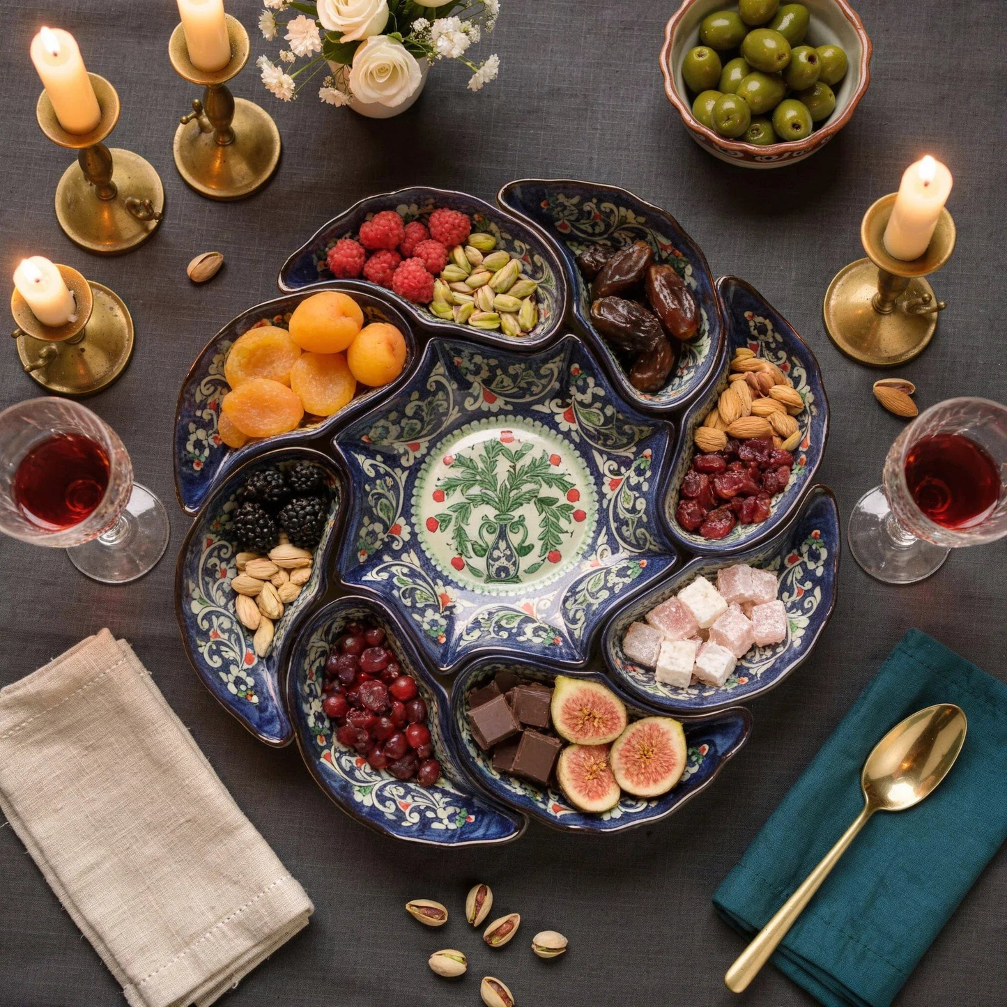 Pomegranate Spiral - Multi-Compartment Serving Set